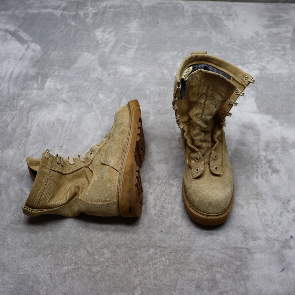 Bates Mens 6R Combat Boots Beige Suede Leather Military Work VTG E30500A READ